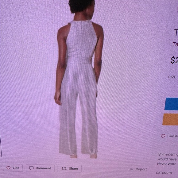 NWT Tahari metallic jumpsuit size 8 - Picture 9 of 9